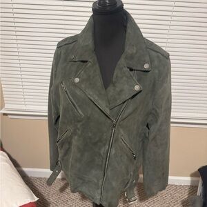 Lucky Brand Women’s Casual Lamb Suede Moto Jacket Grayish Size XL